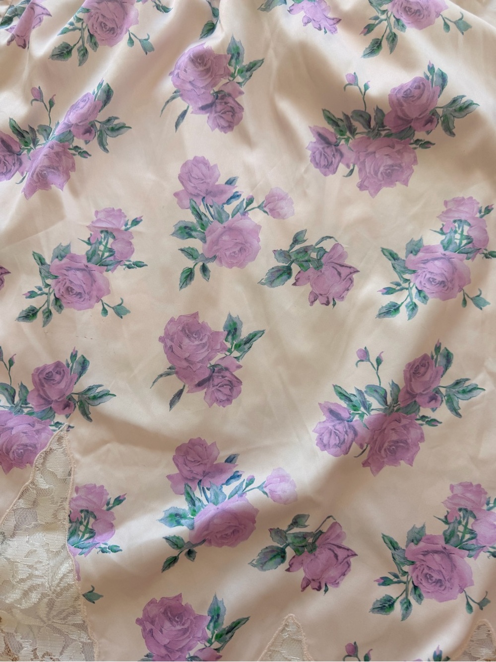 LoveShackFancy Cream Maxi Skirt with Lavender Rose Print - Picture 3 of 5